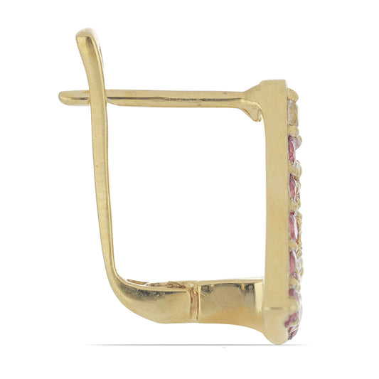 Goldplattierte Silberohrringe mit rosa Topas und weißem Topas