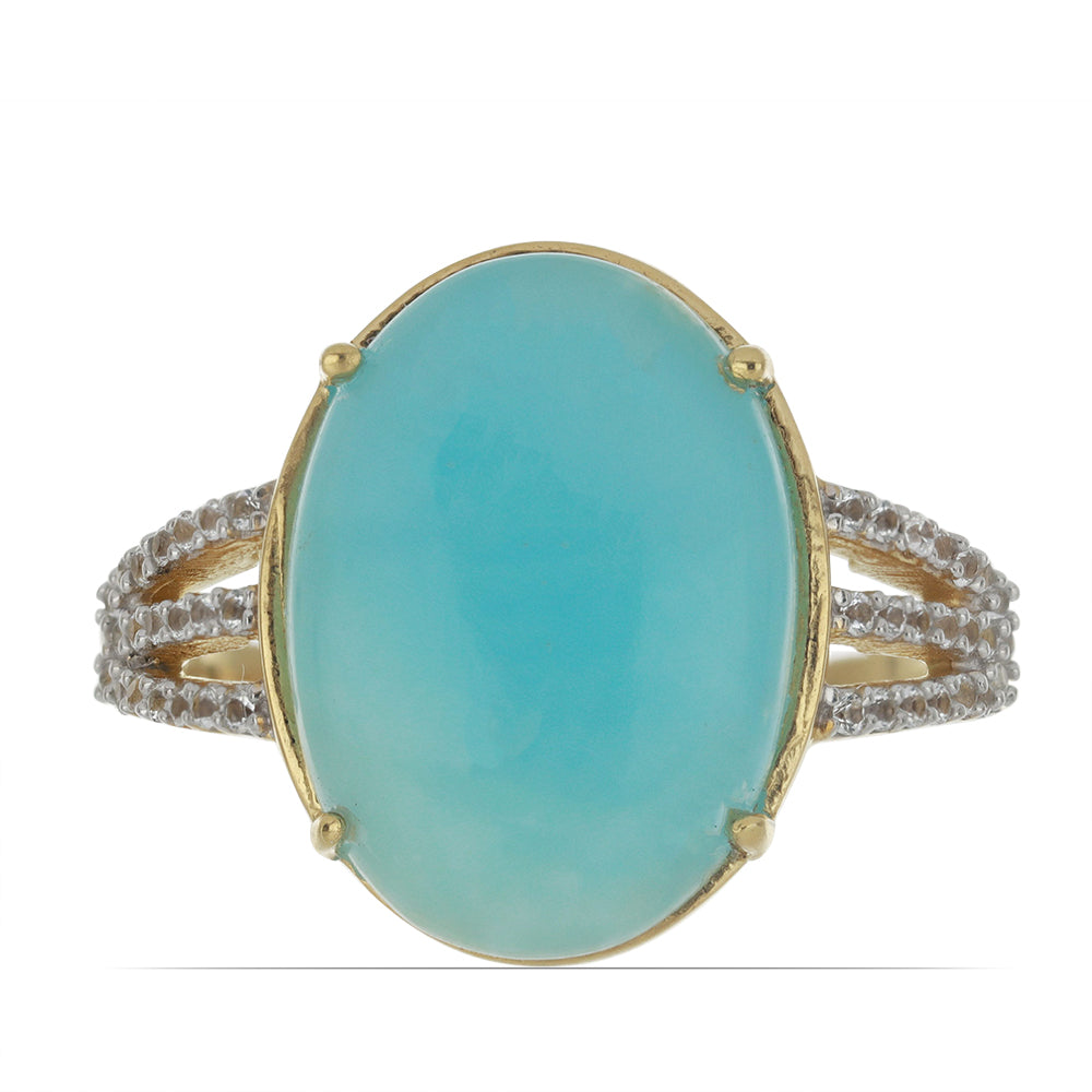 Goldplattierter Silberring mit weißem Topas