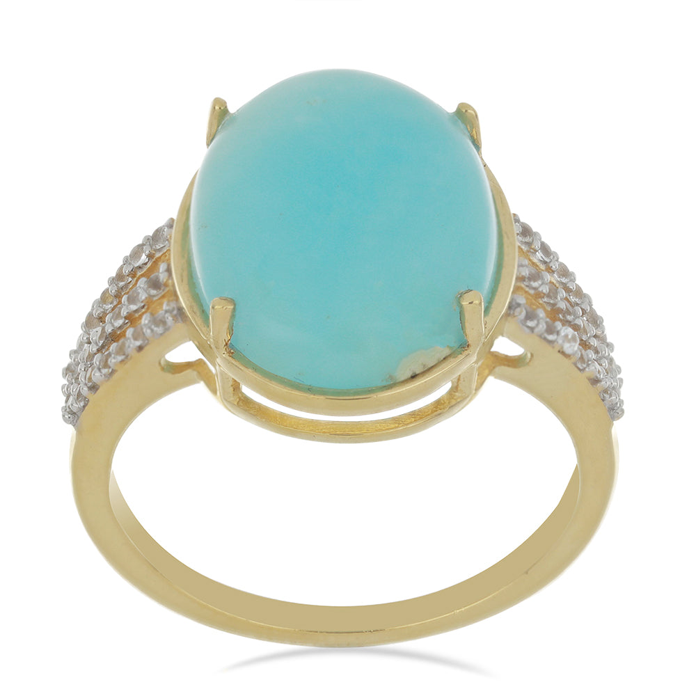 Goldplattierter Silberring mit weißem Topas 3 