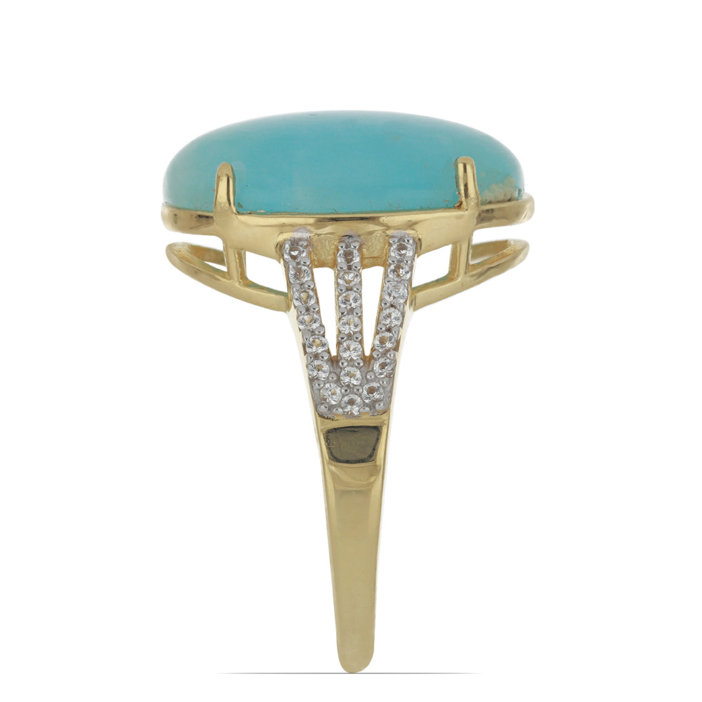 Goldplattierter Silberring mit weißem Topas 4 