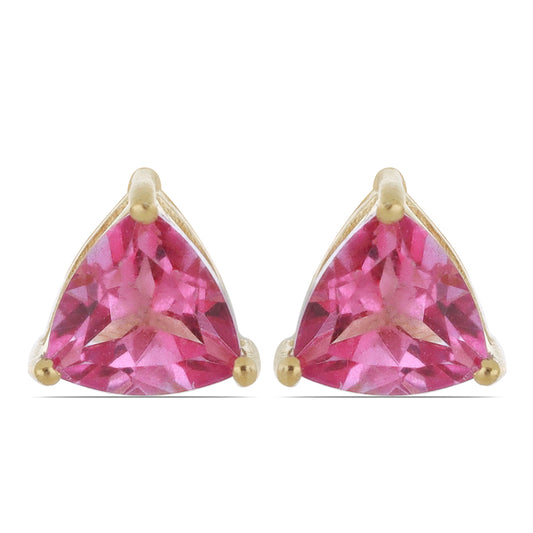 Goldplattierte Silberohrringe mit rosa Topas