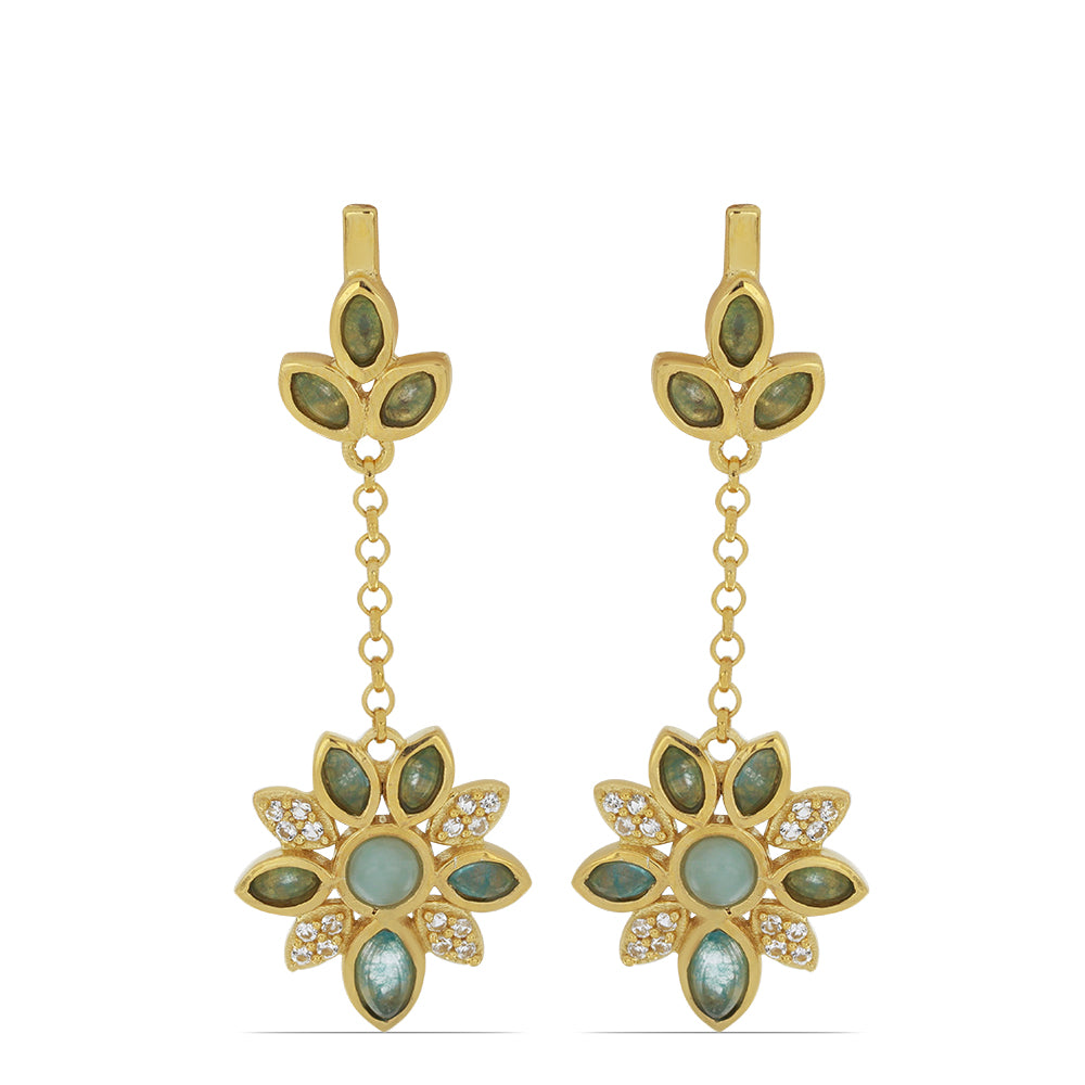 Goldplattierte Silberohrringe mit weißem Topas