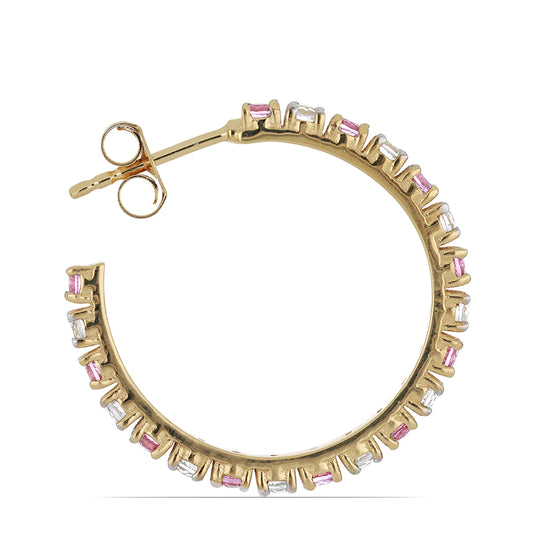 Goldplattierte Silberohrringe mit rosa Topas und weißem Topas
