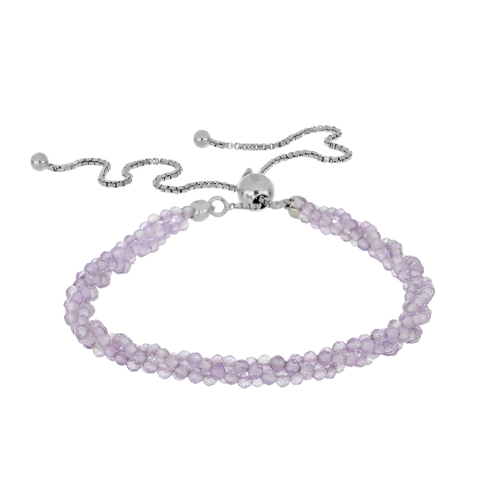Silberarmband mit Rose De France Amethyst