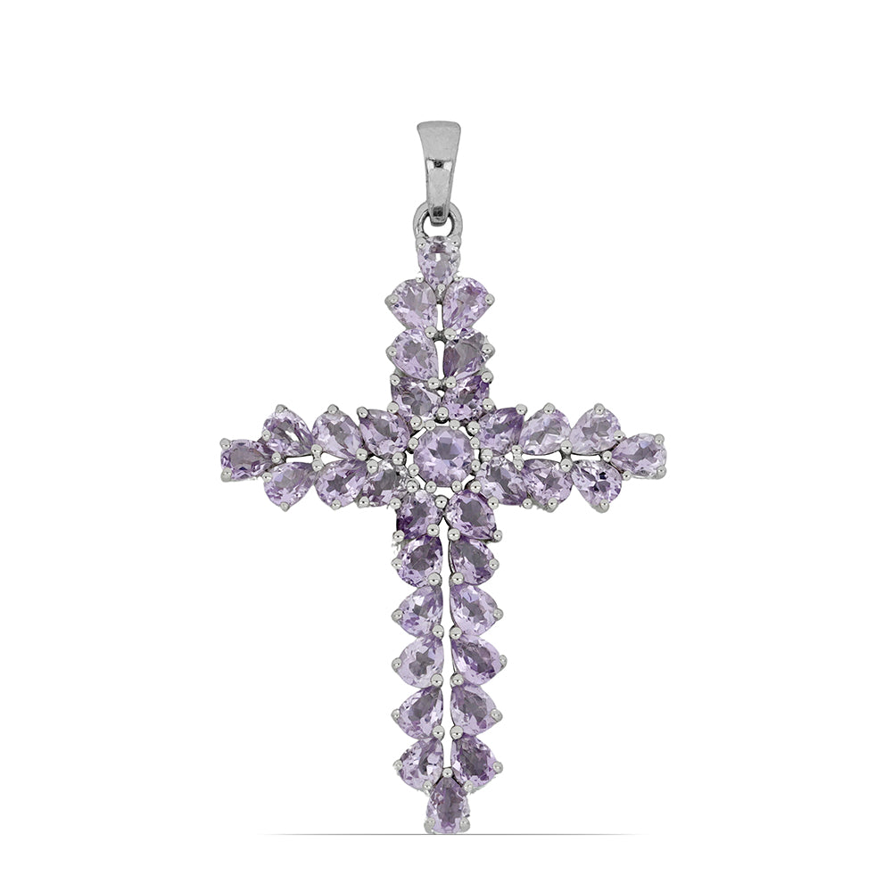 Silberanhänger mit Rose De France Amethyst