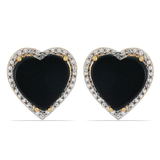 Goldplattierte Silberohrringe mit schwarzem Onyx aus Suwar und weißem Topas