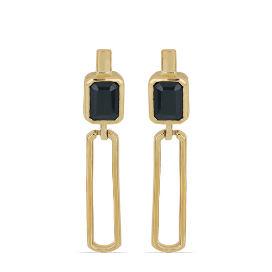 Goldplattierte Silberohrringe mit schwarzem Onyx aus Suwar