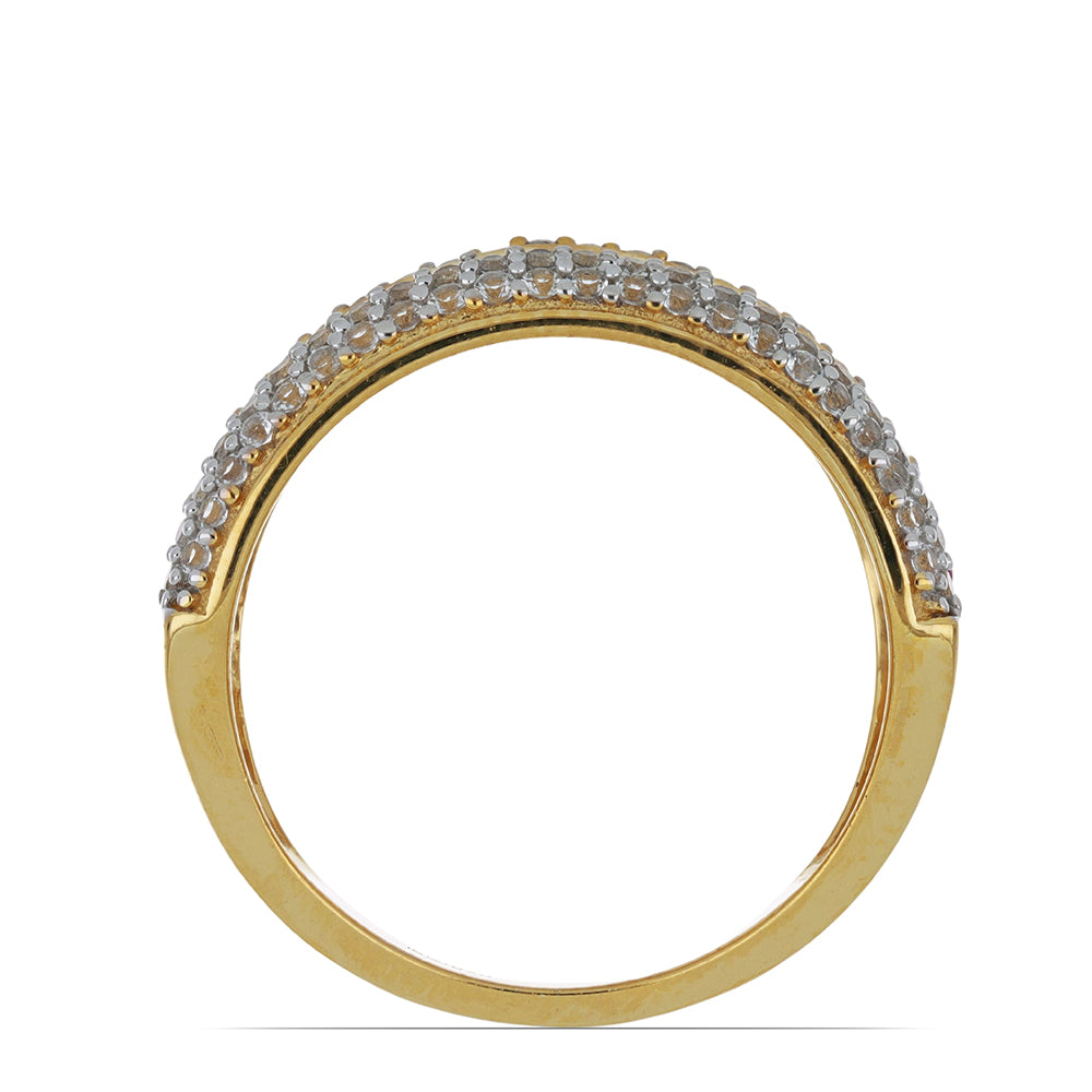 Goldplattierter Silberring mit rosa Topas und weißem Topas