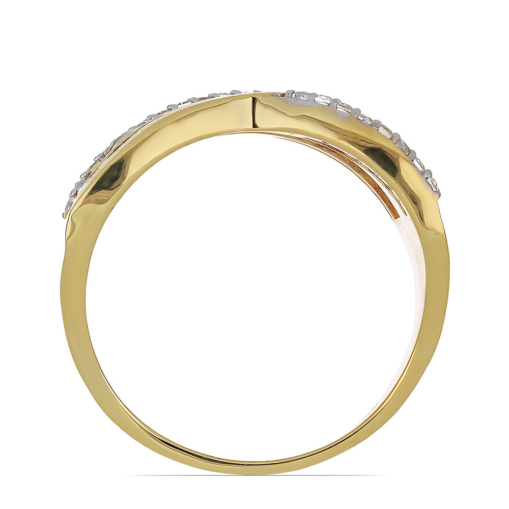 Goldplattierter Silberring mit rosa Topas und weißem Topas