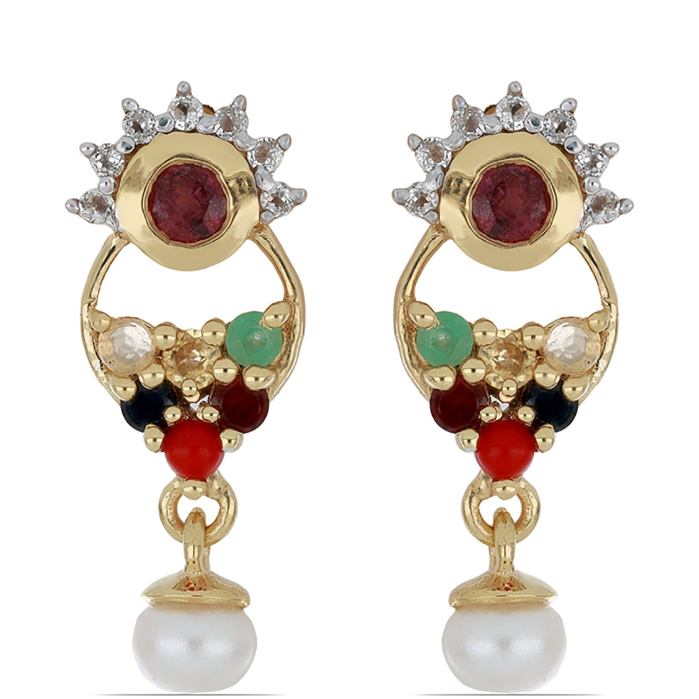 Goldplattierte Silberohrringe mit Rubin aus Madagaskar und blauem Rosebery Saphir 1 