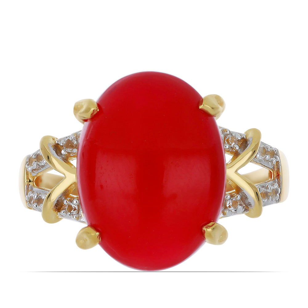 Goldplattierter Silberring mit weißem Topas 1 