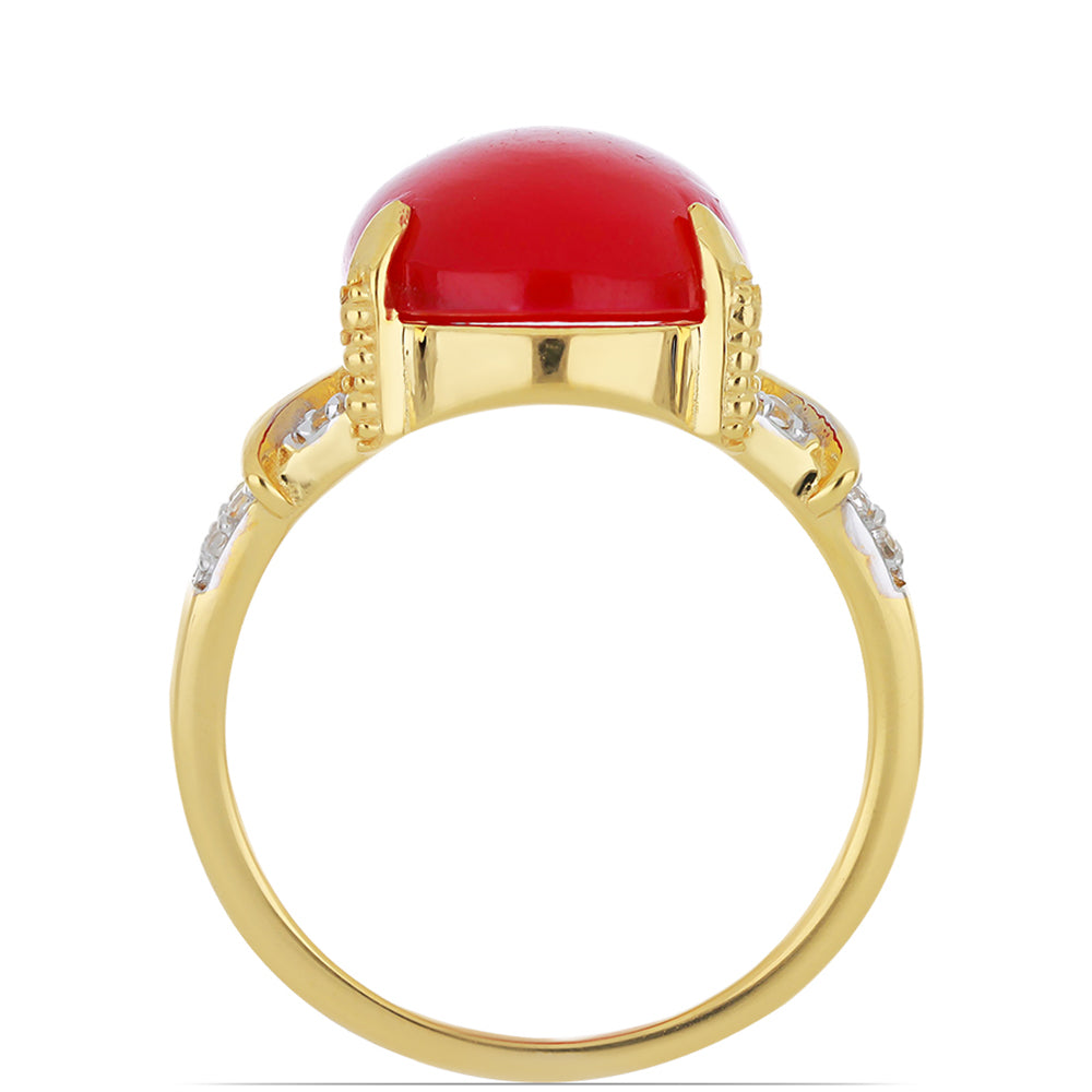 Goldplattierter Silberring mit weißem Topas