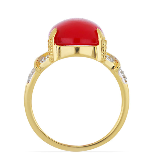 Goldplattierter Silberring mit weißem Topas