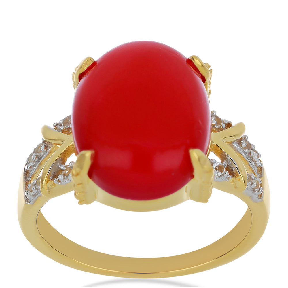 Goldplattierter Silberring mit weißem Topas