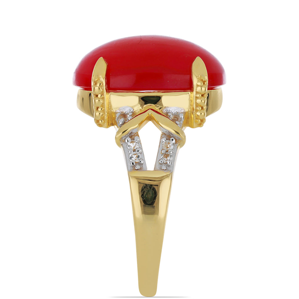 Goldplattierter Silberring mit weißem Topas