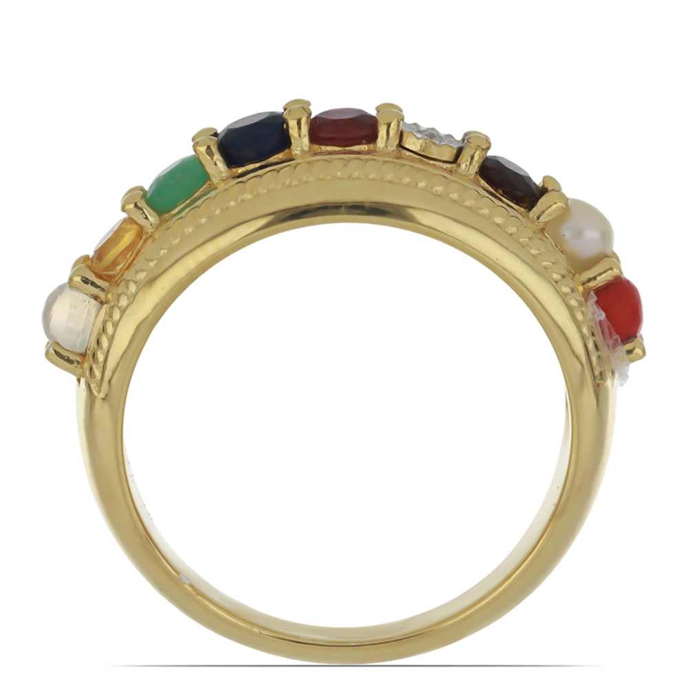 Goldplattierter Silberring mit Rubin aus Madagaskar und blauem Rosebery Saphir 2 