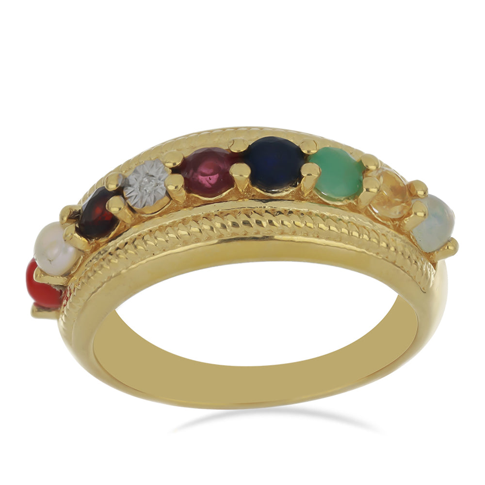 Goldplattierter Silberring mit Rubin aus Madagaskar und blauem Rosebery Saphir 3 