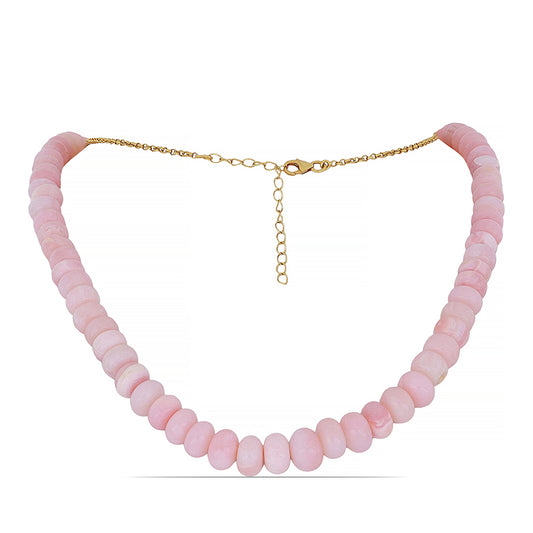 Goldplattierte Silberhalskette mit rosa Opal aus Lega Dembi