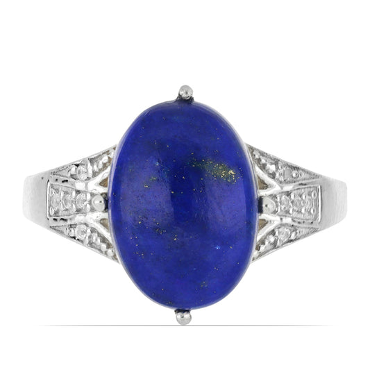 Silberring mit Lapislazuli aus Badakhshan und weißem Topas