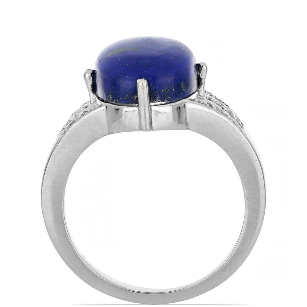 Silberring mit Lapislazuli aus Badakhshan und weißem Topas 2 