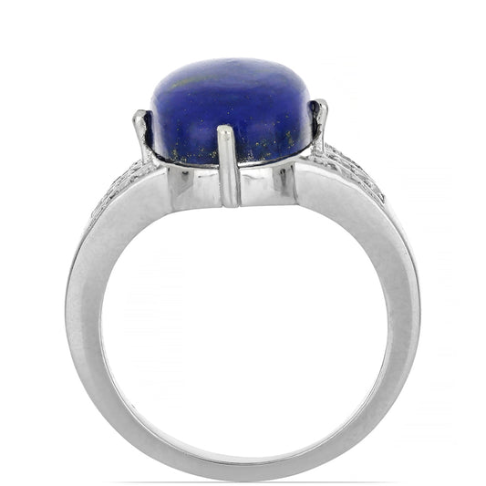 Silberring mit Lapislazuli aus Badakhshan und weißem Topas