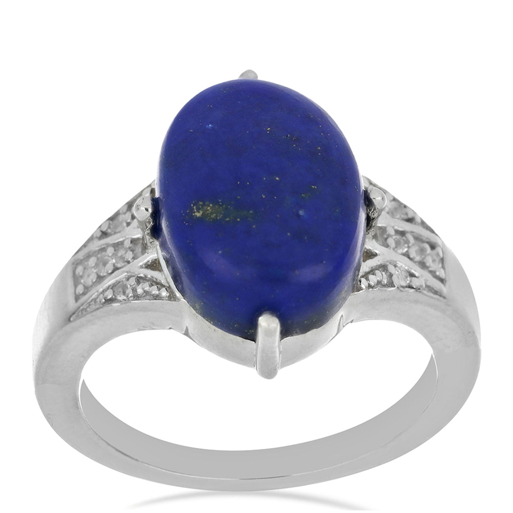 Silberring mit Lapislazuli aus Badakhshan und weißem Topas