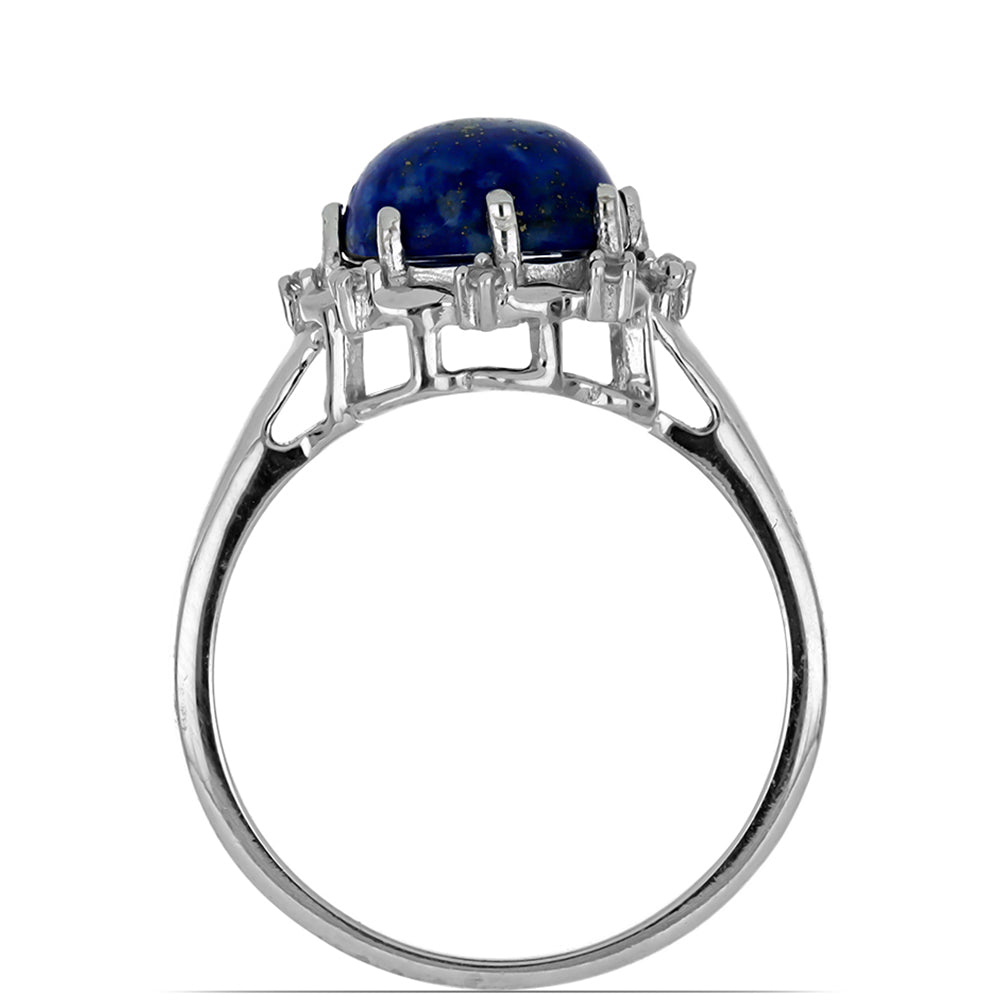 Silberring mit Lapislazuli aus Badakhshan und weißem Topas