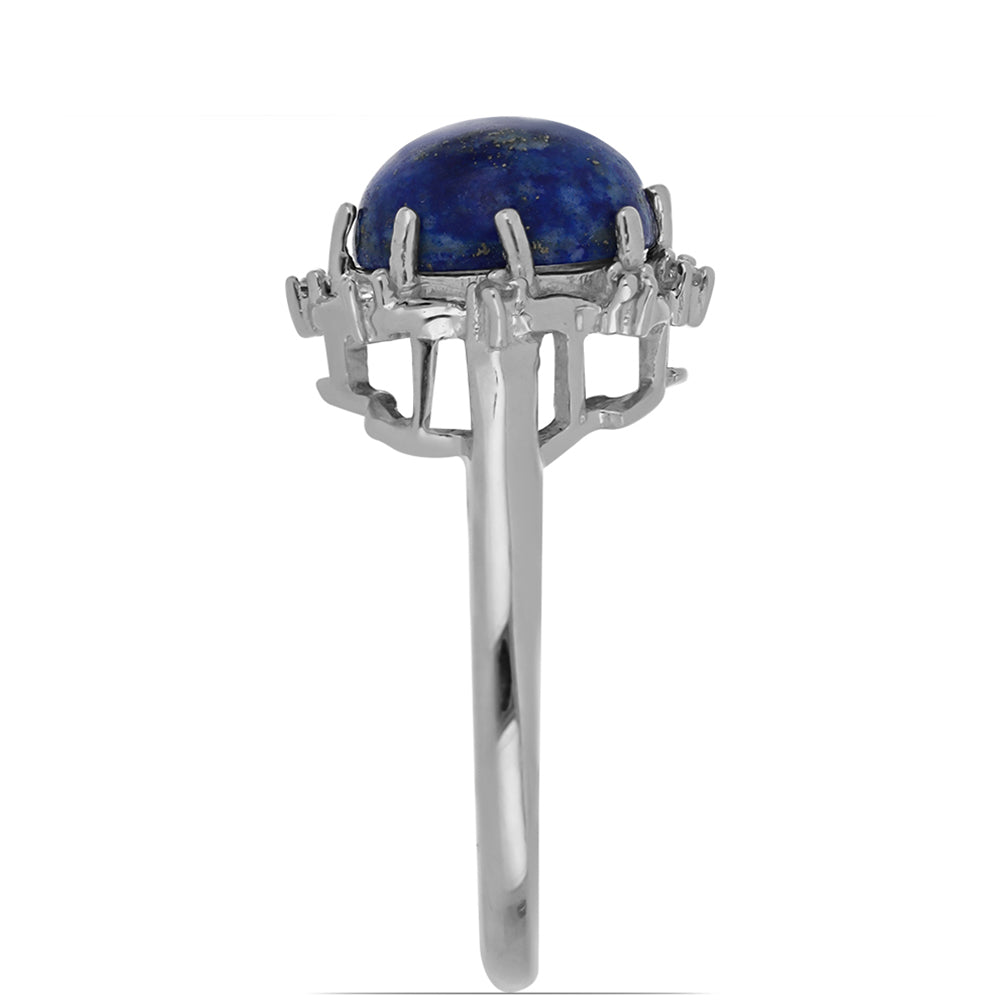 Silberring mit Lapislazuli aus Badakhshan und weißem Topas