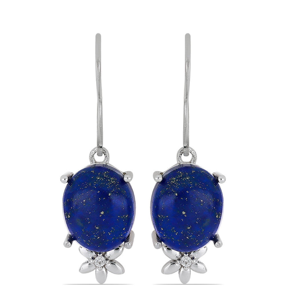 Silberohrringe mit Lapislazuli aus Badakhshan und weißem Topas