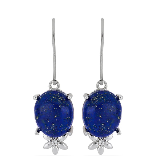 Silberohrringe mit Lapislazuli aus Badakhshan und weißem Topas