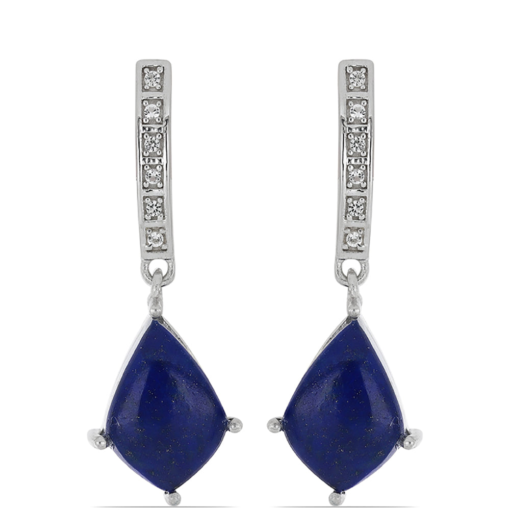 Silberohrringe mit Lapislazuli aus Badakhshan und weißem Topas