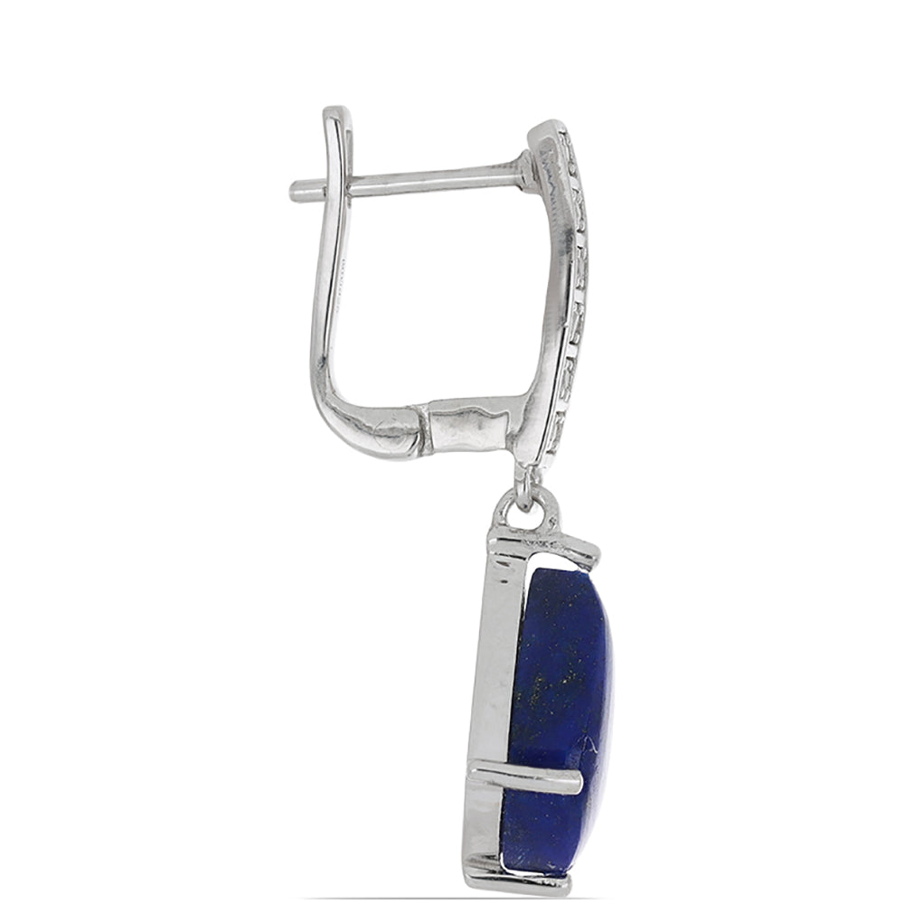 Silberohrringe mit Lapislazuli aus Badakhshan und weißem Topas