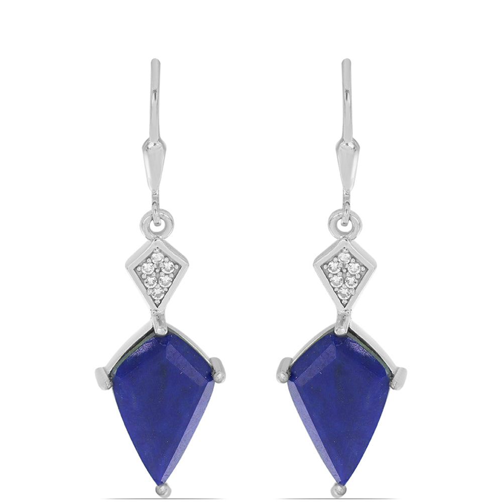 Silberohrringe mit Lapislazuli aus Badakhshan und weißem Topas 1 