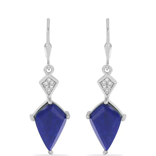 Silberohrringe mit Lapislazuli aus Badakhshan und weißem Topas