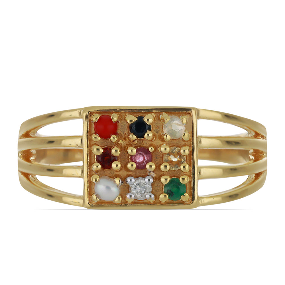 Goldplattierter Silberring mit Rubin aus Madagaskar und blauem Rosebery Saphir 1 