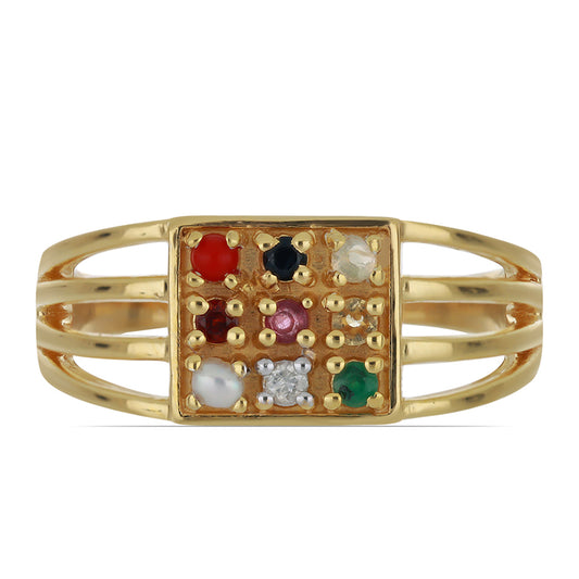 Goldplattierter Silberring mit Rubin aus Madagaskar und blauem Rosebery Saphir