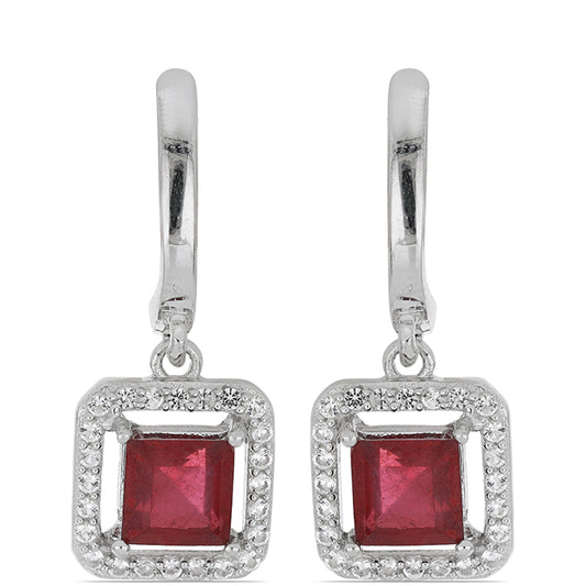 Silberohrringe mit Rubin aus Madagaskar und weißem Topas