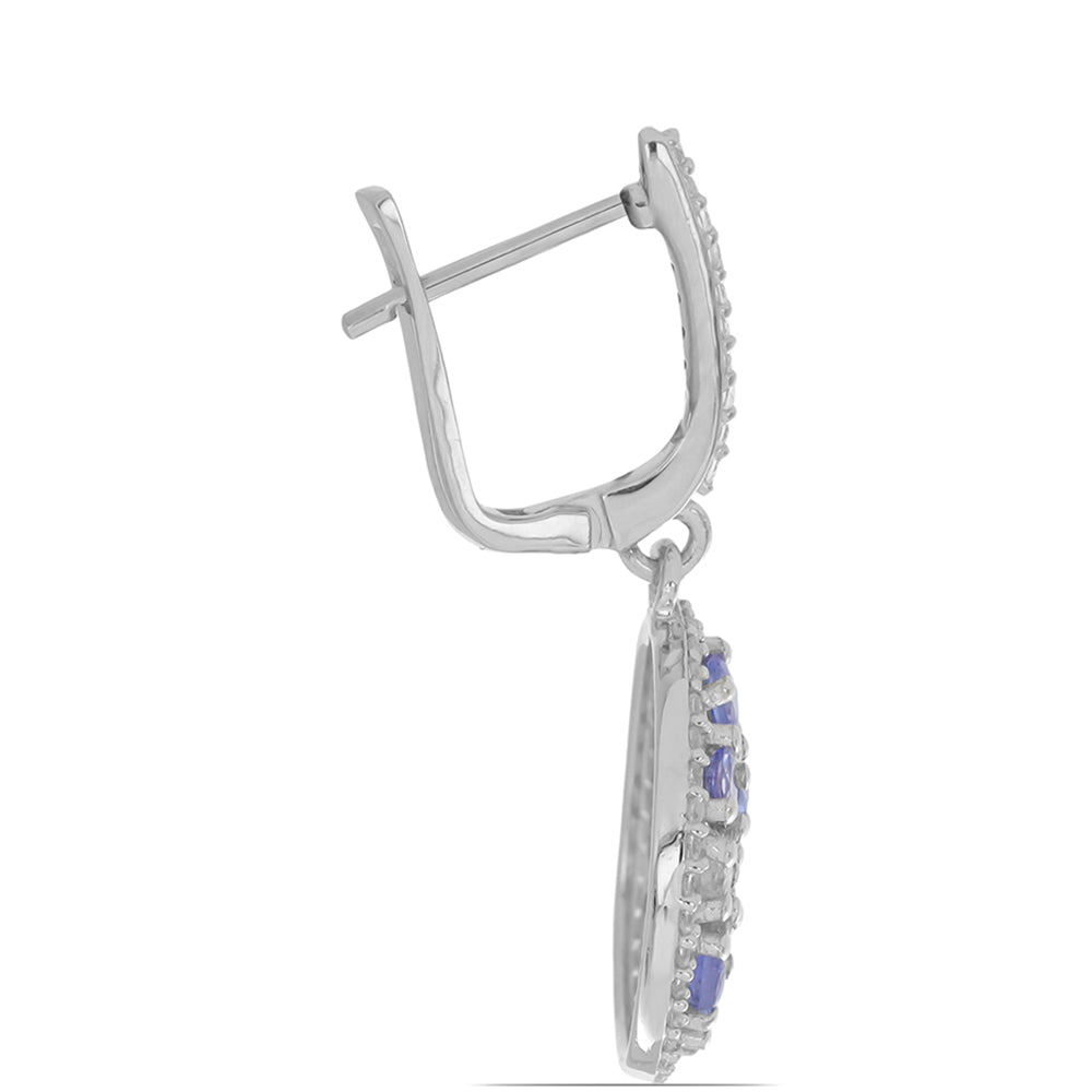 Silberohrringe mit Tansanit und weißem Topas 2 