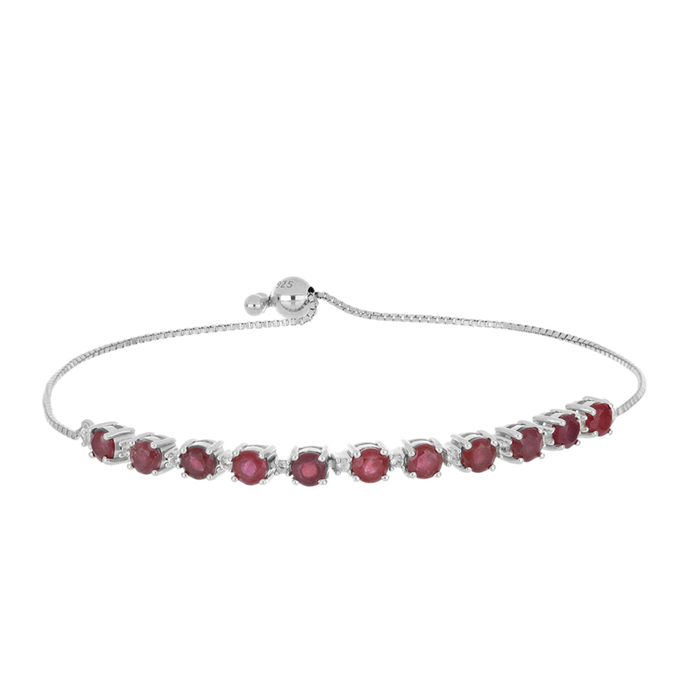 Silberarmband mit Rubin aus Madagaskar und weißem Topas 1 