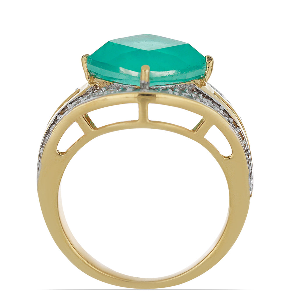 Goldplattierter Silberring mit Paraiba Quarz und weißem Topas