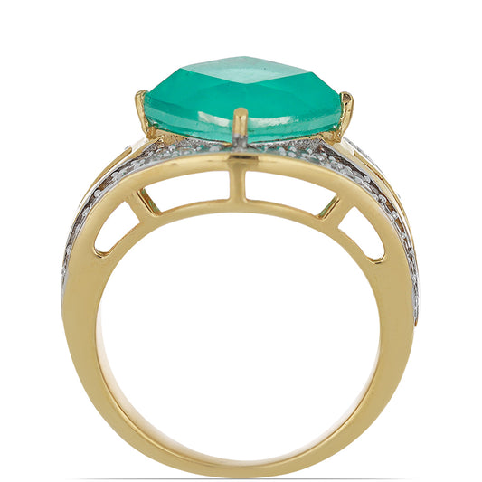 Goldplattierter Silberring mit Paraiba Quarz und weißem Topas