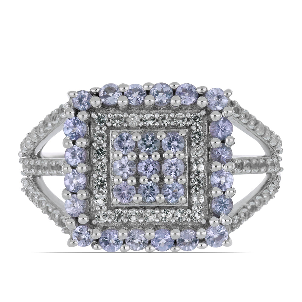 Silberring mit Tansanit und weißem Topas 1 