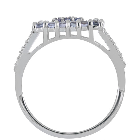 Silberring mit Tansanit und weißem Topas