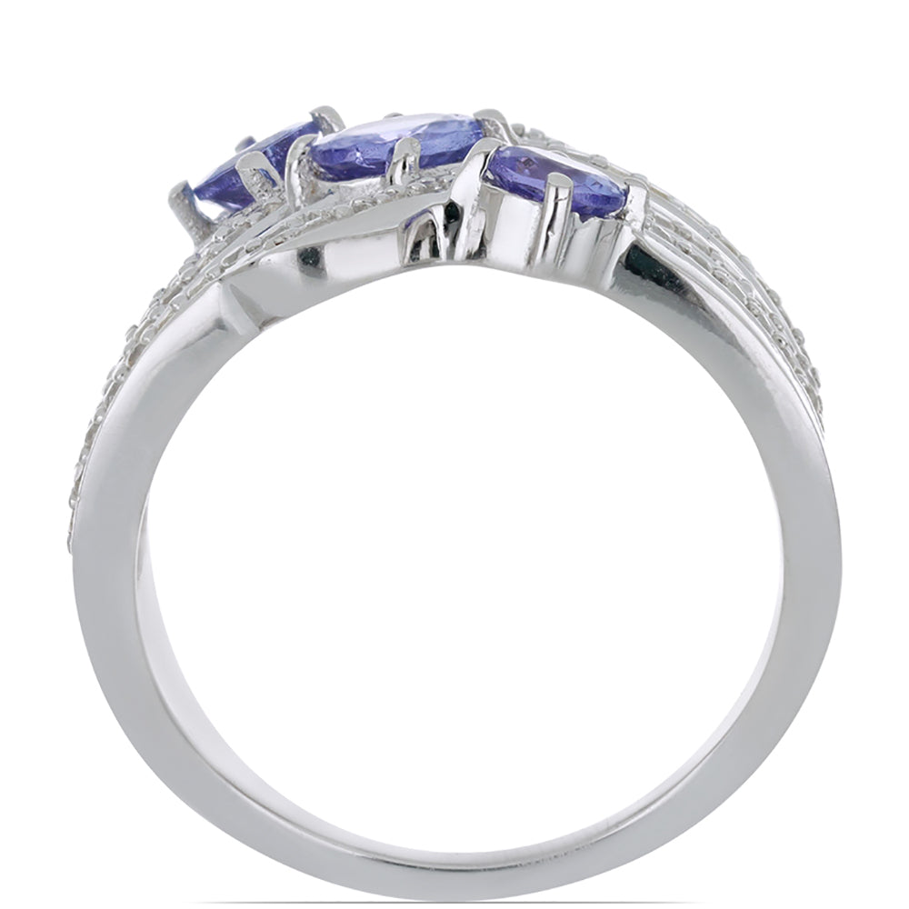 Silberring mit Tansanit und weißem Topas