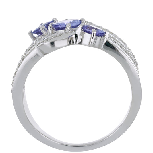 Silberring mit Tansanit und weißem Topas