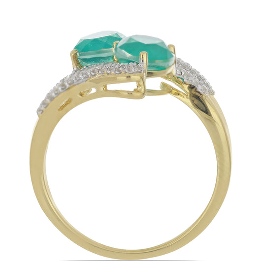 Goldplattierter Silberring mit Paraiba Quarz und weißem Topas