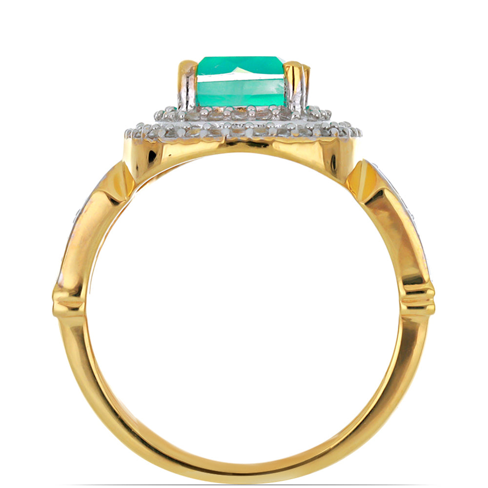 Goldplattierter Silberring mit Paraiba Quarz und weißem Topas 2 