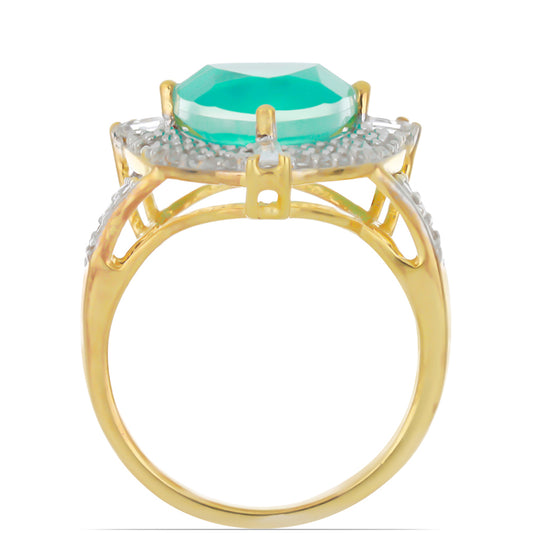 Goldplattierter Silberring mit Paraiba Quarz und weißem Topas