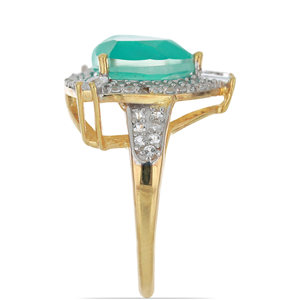 Goldplattierter Silberring mit Paraiba Quarz und weißem Topas