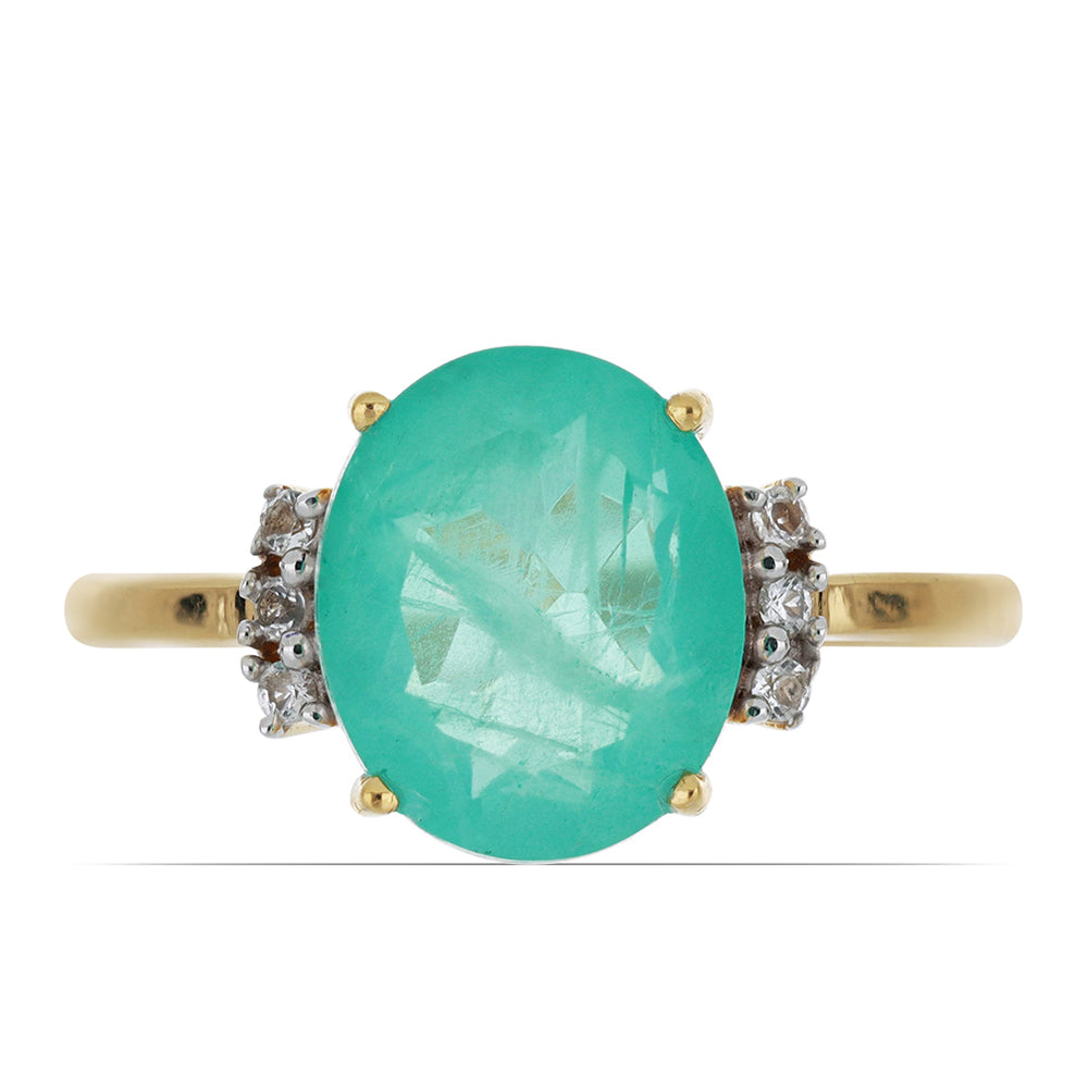 Goldplattierter Silberring mit Paraiba Quarz und weißem Topas